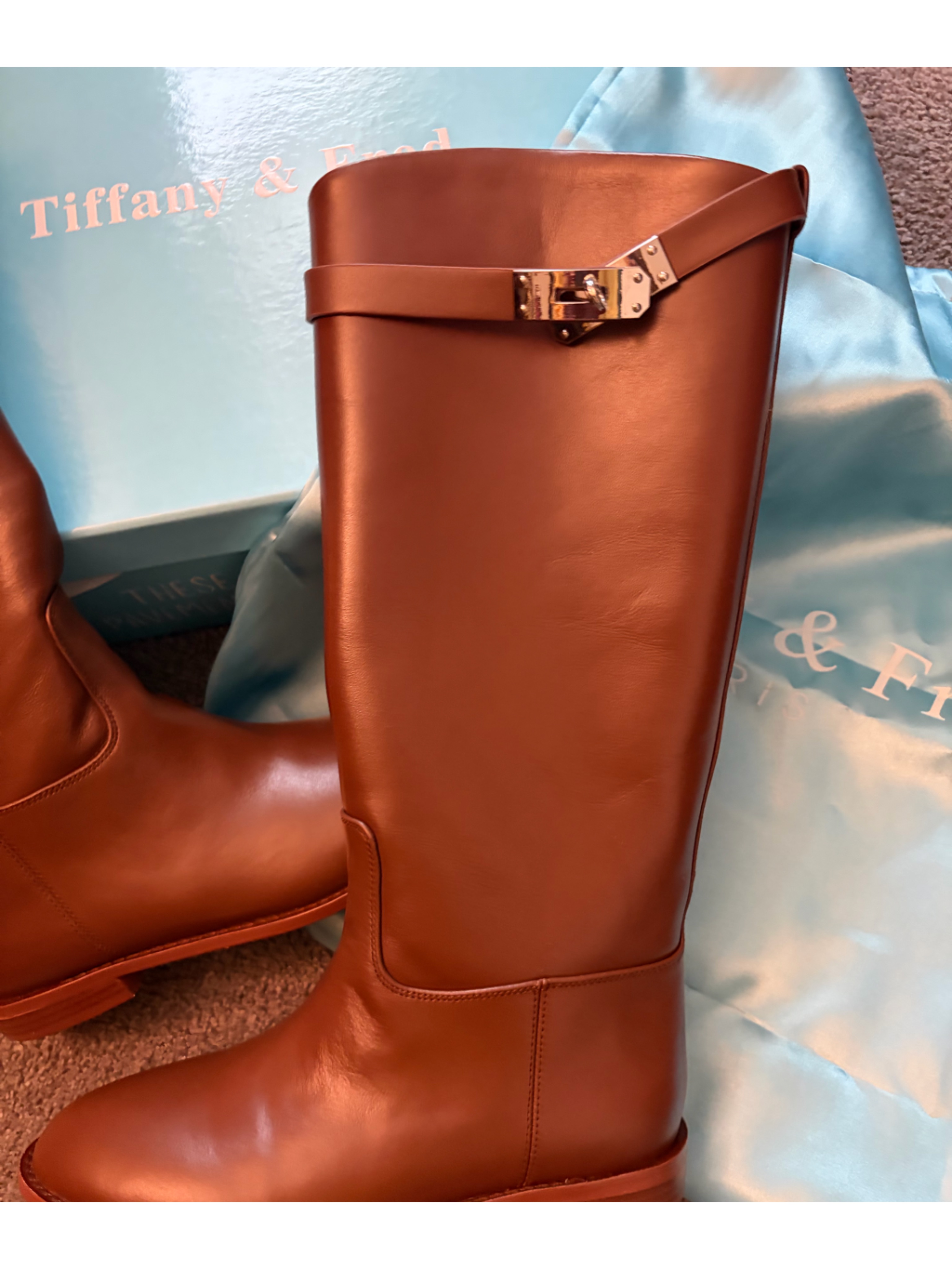 Tiffany & Fred Tall Leather Riding Boots In Chestnut — image 4 of 8